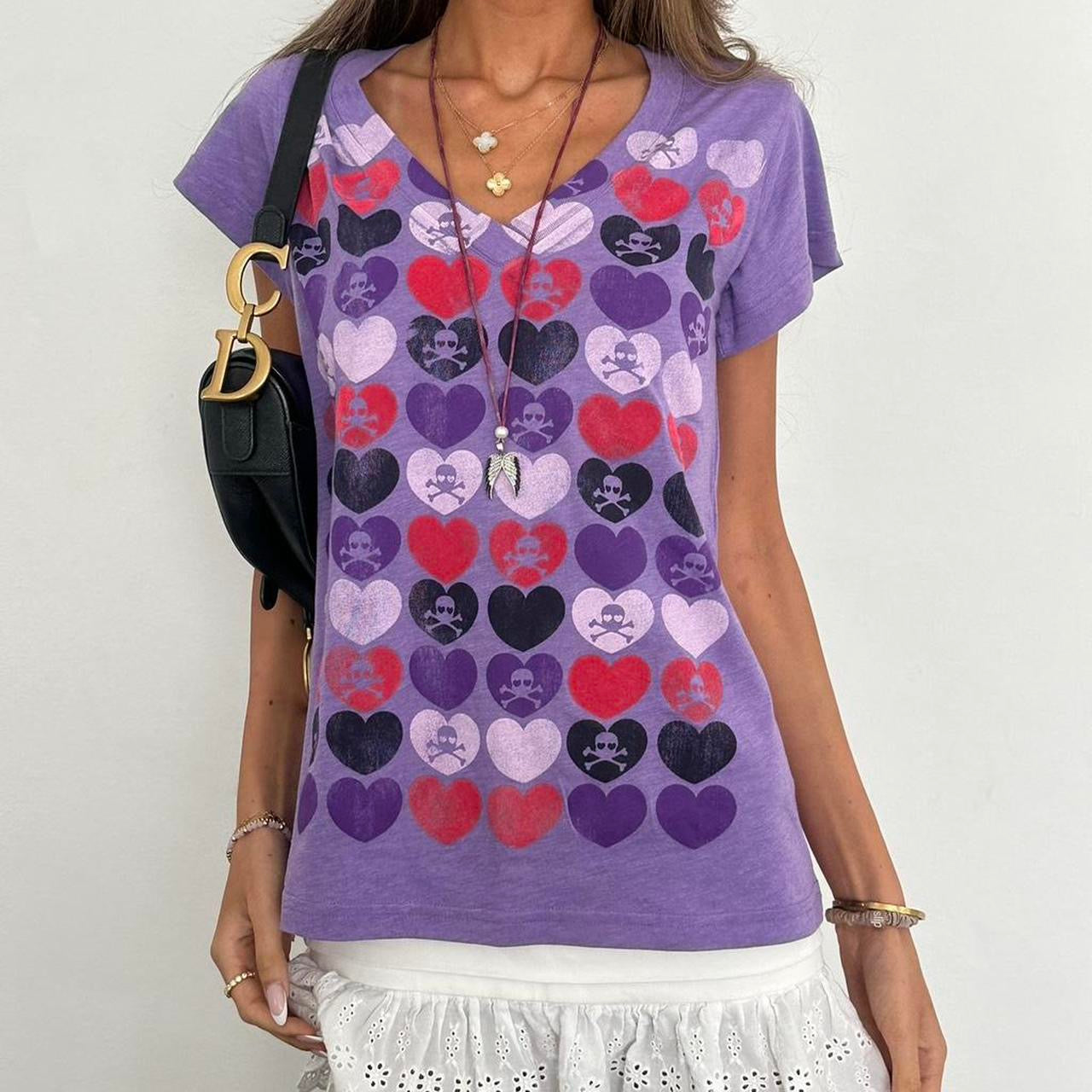 Vintage 00s purple skull and crossbones top