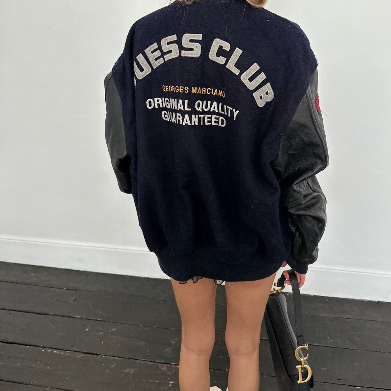 Vintage 90’s Guess Club graphic leather jacket