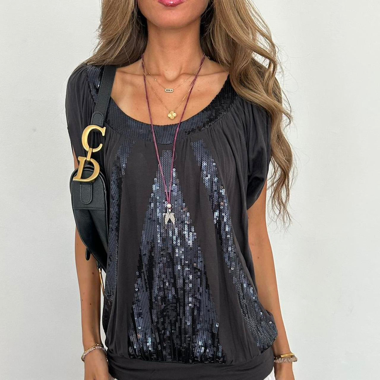 Vintage 2000s black sequin top
