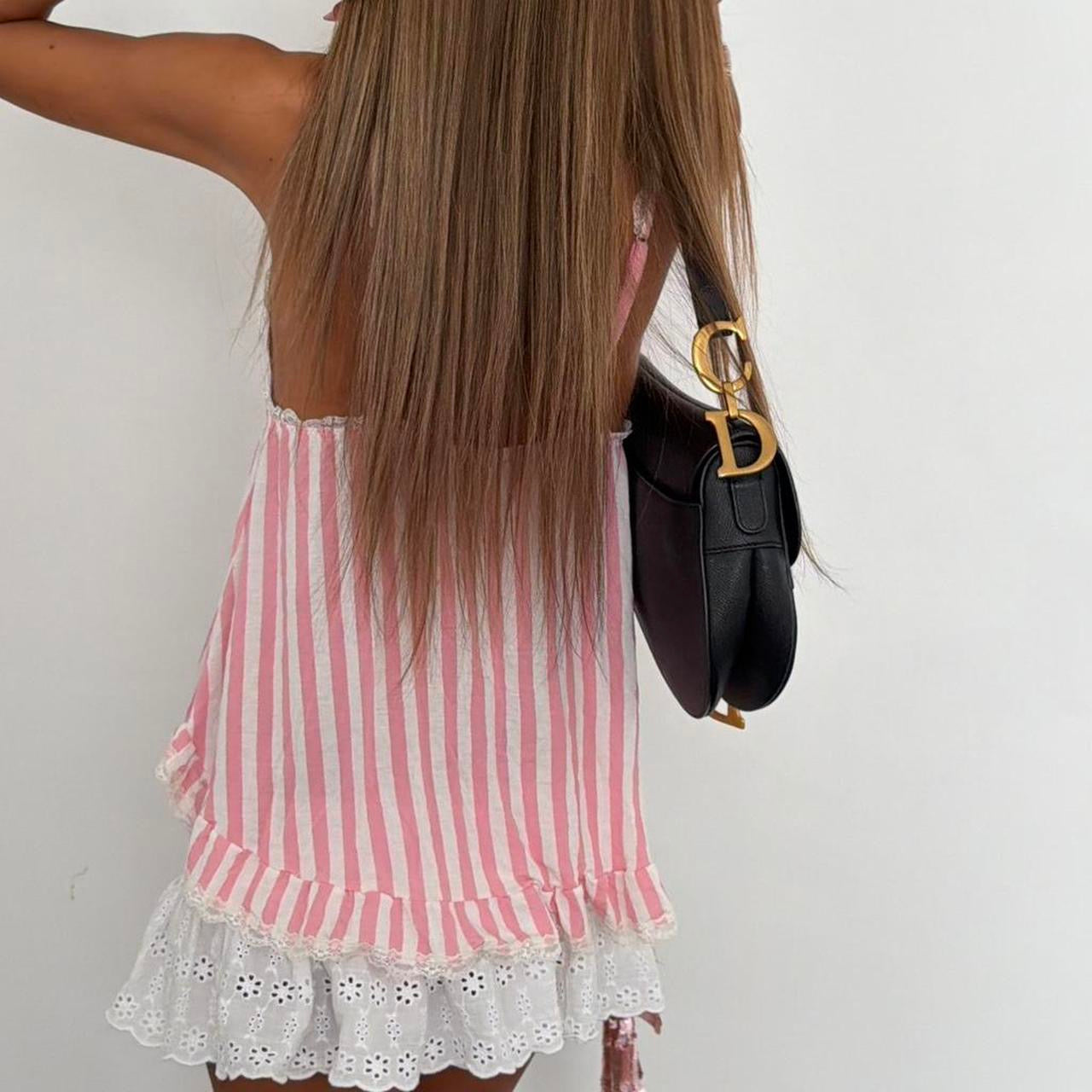 Vintage 2000’s Victoria’s Secret pink striped cami babydoll top