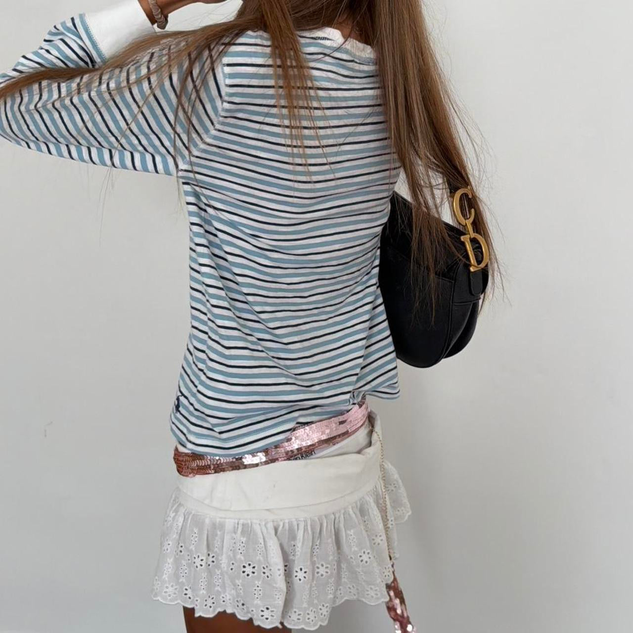 Vintage 2000’s Polo Ralph Lauren white and blue striped long sleeve top
