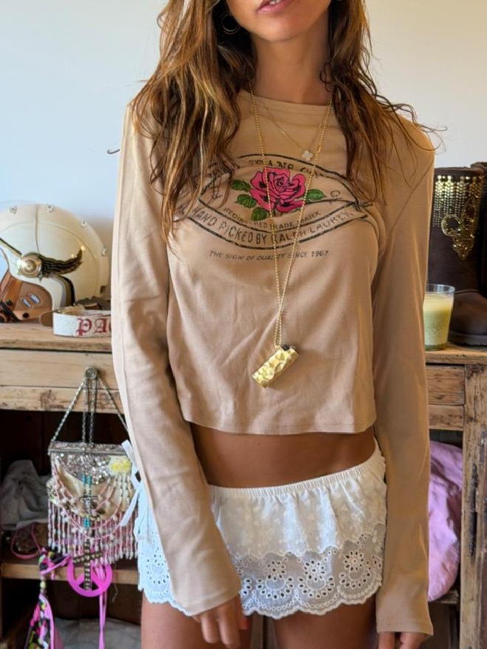 Vintage 00’s brown Polo Ralph Lauren long sleeve top
