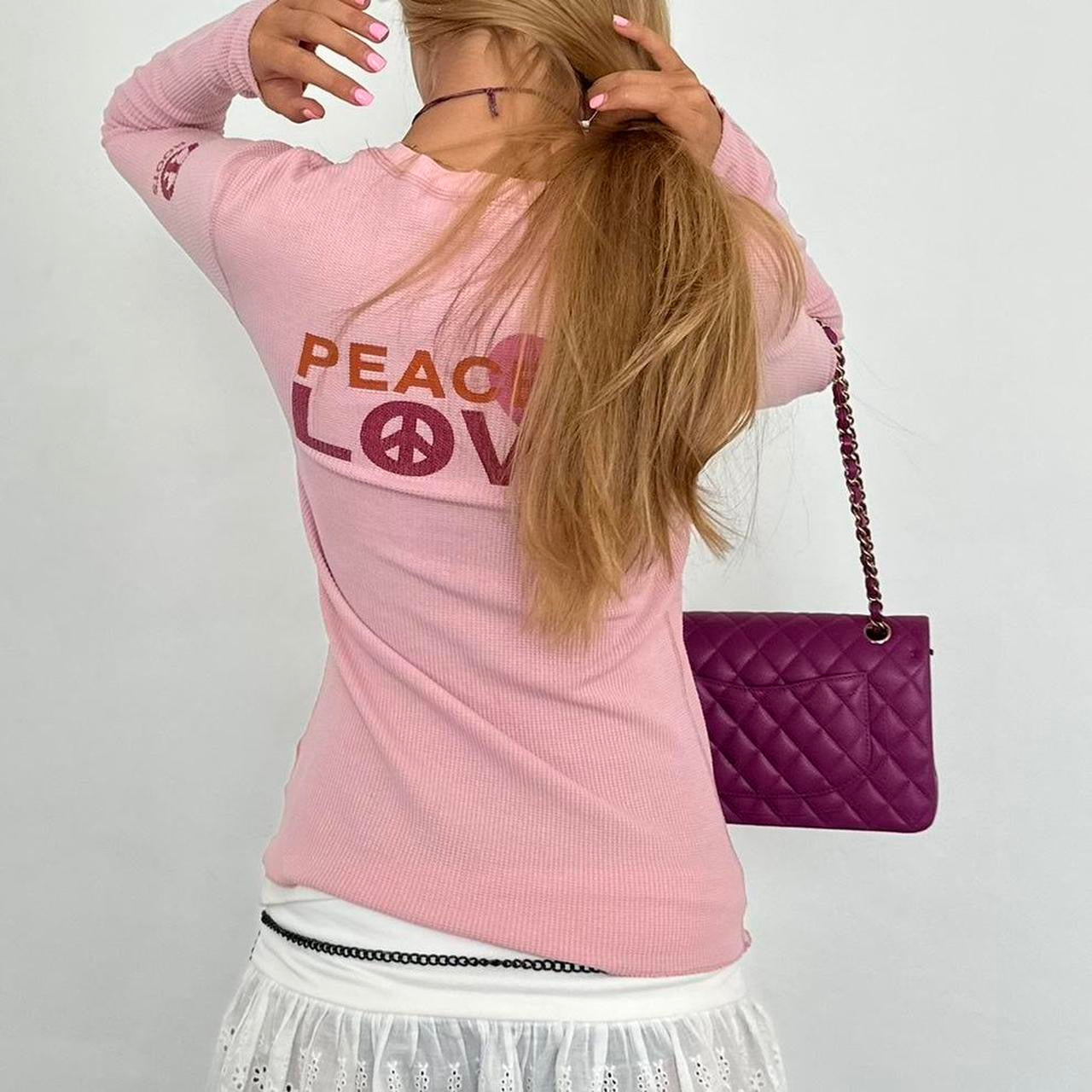 Vintage 2000’s Victoria’s Secret Peace & Love pink long sleeve top