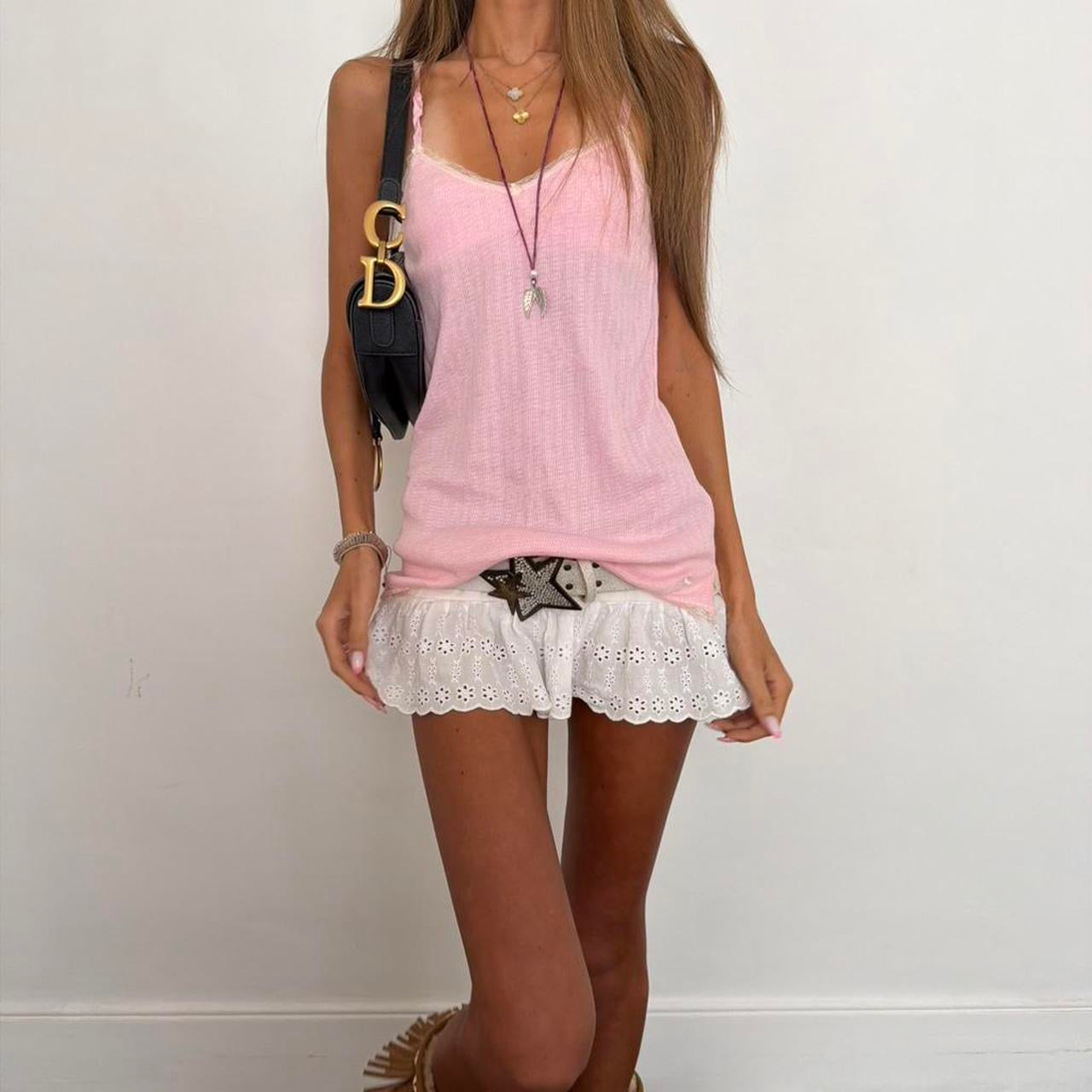 Vintage Abercrombie and Fitch 00s pink cami boho top