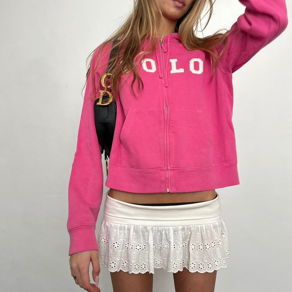 Vintage 2000’s Polo Ralph Lauren zip up pink hoodie