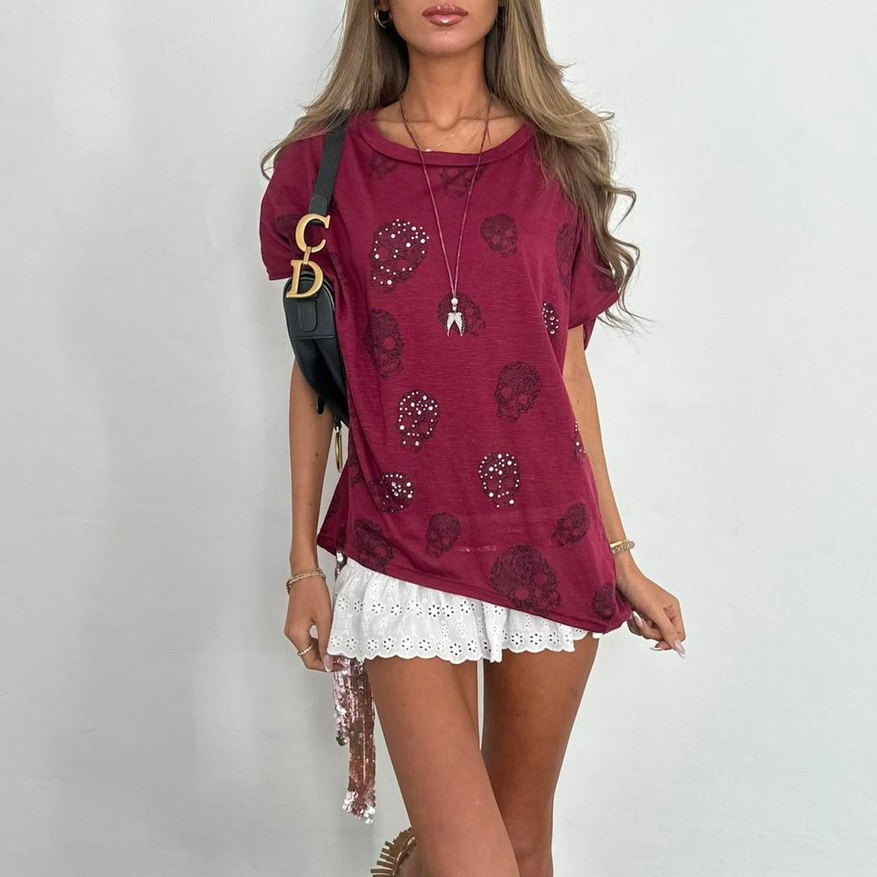 Vintage 00s skull pattern top