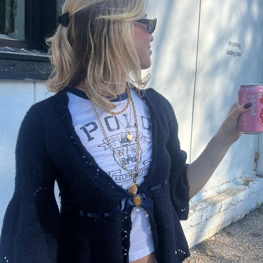 Vintage 90’s navy knitted cardigan