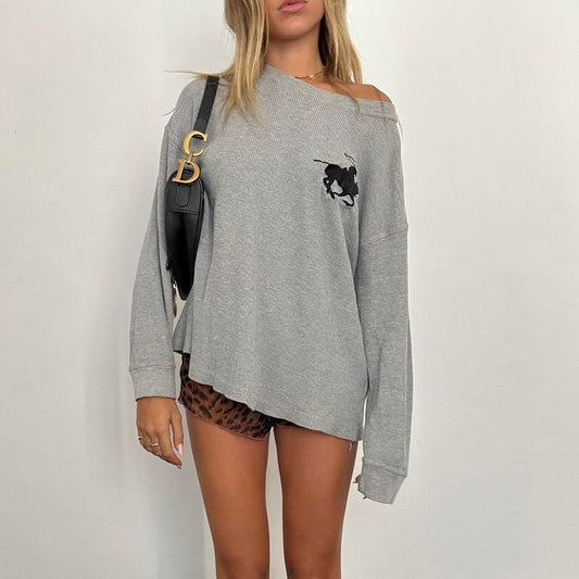 Vintage polo waffle long sleeve top