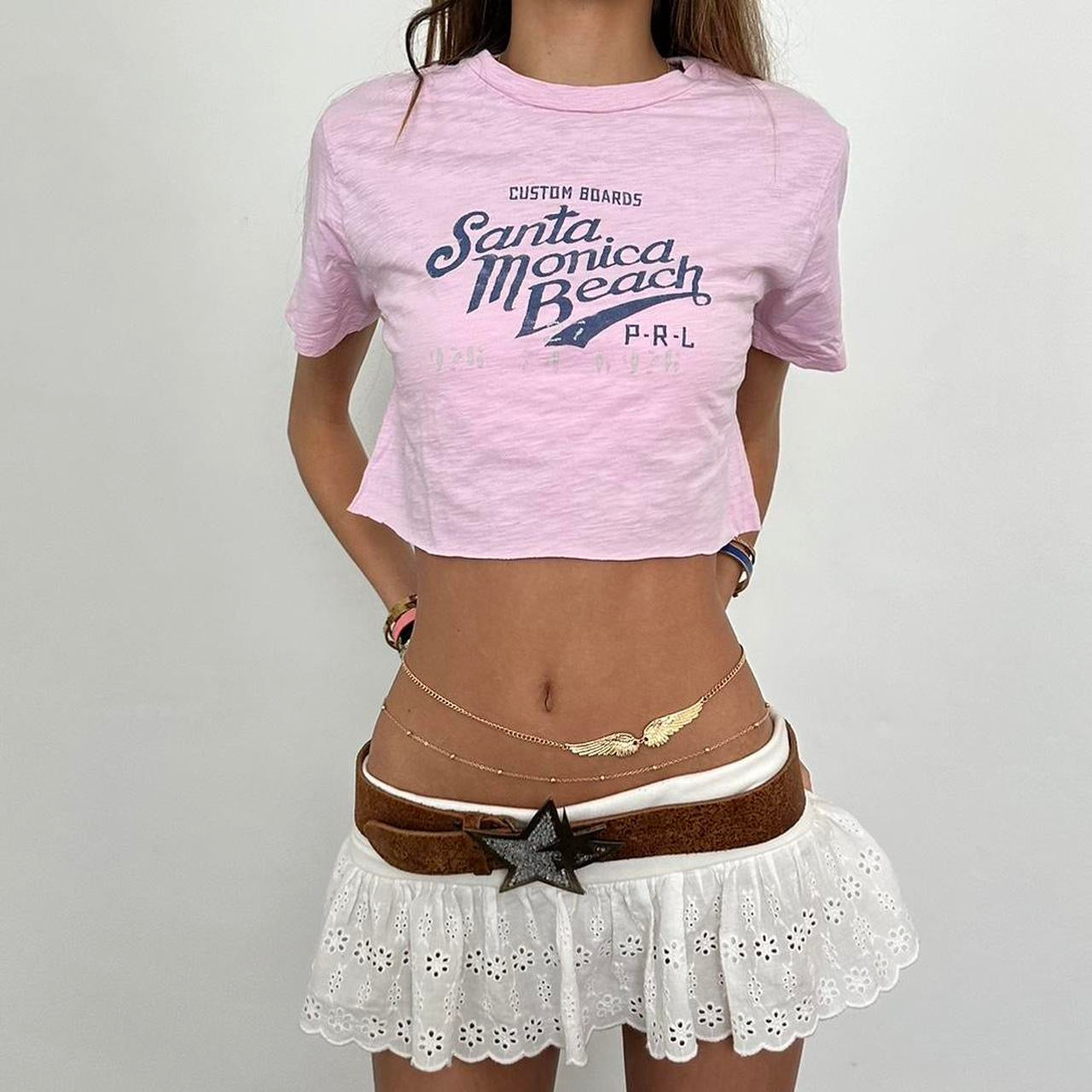 Vintage Ralph Lauren surf girl pink baby tee