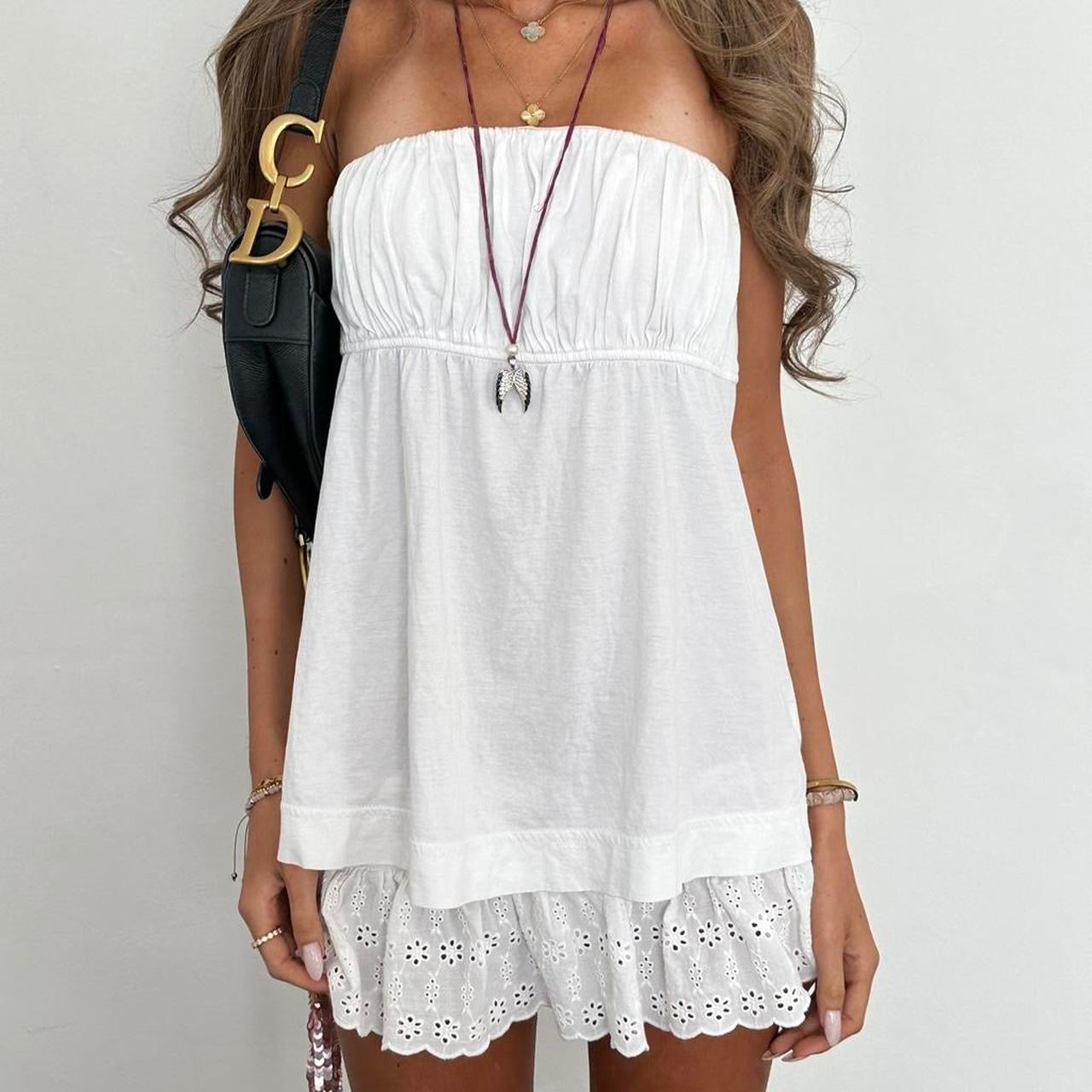 Vintage 00s white strapless soft top