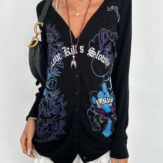 Vintage 2000s Ed Hardy rare graphic cardigan