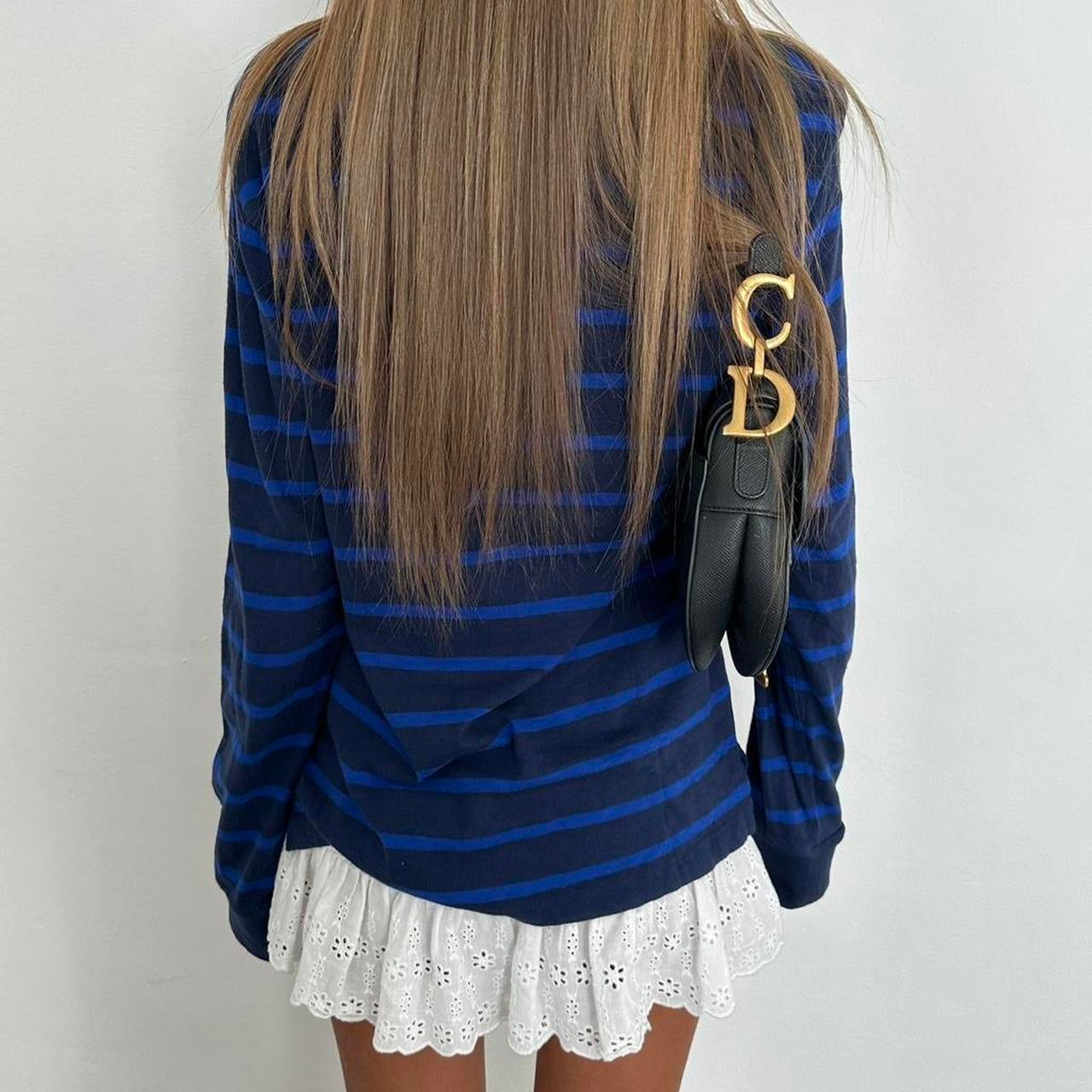 Vintage 00s Ralph Lauren blue long sleeve striped top