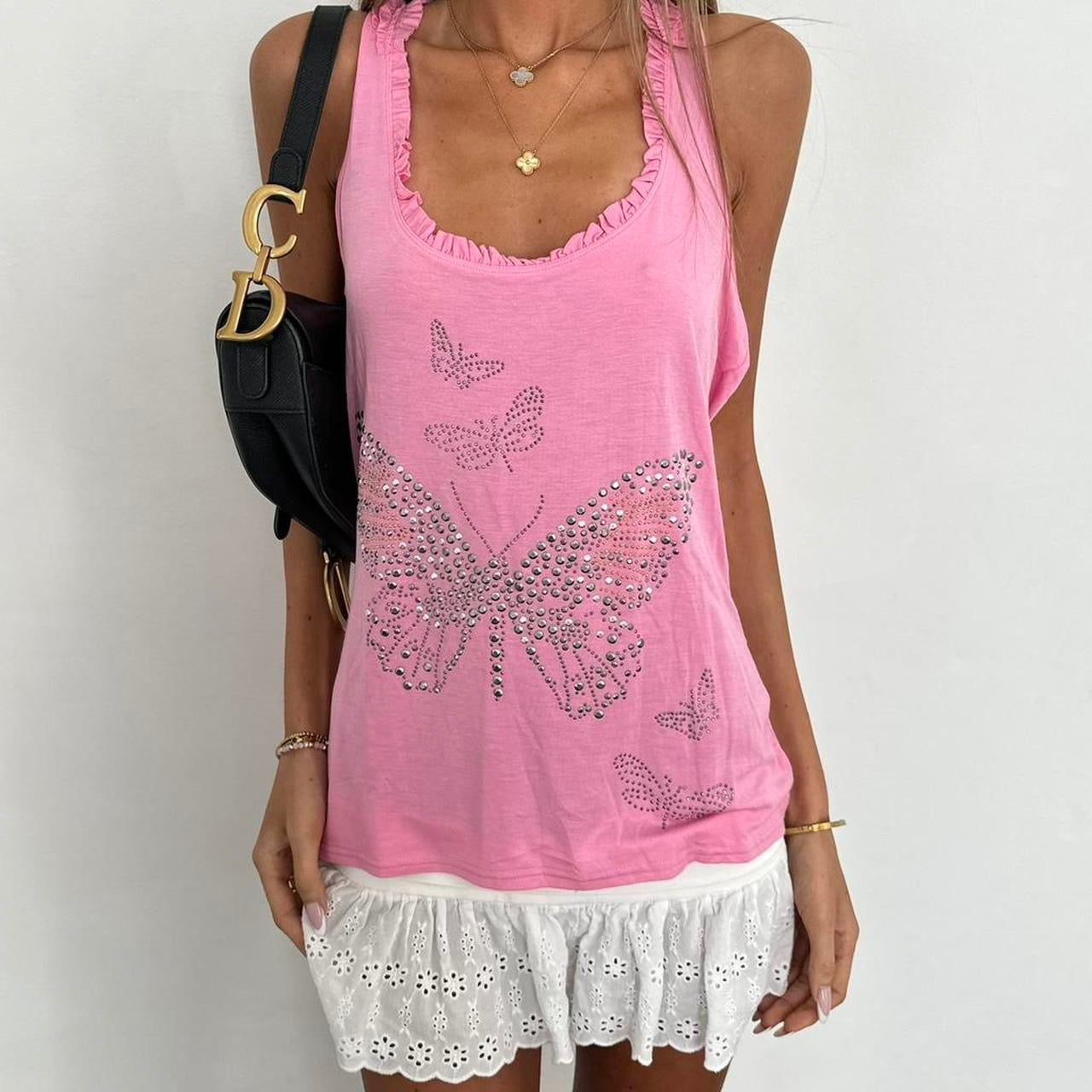 Vintage 00s pink butterfly top
