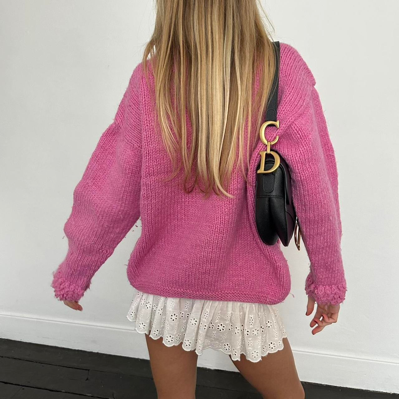 Vintage knitted pink zip up 🧺