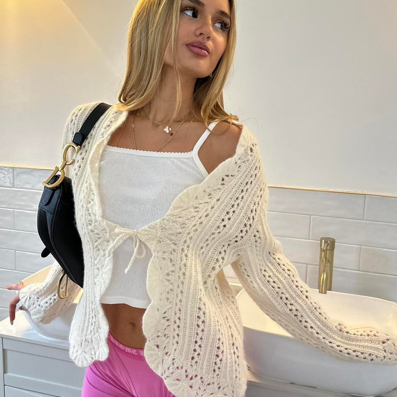 Vintage 90’s crochet knit cardigan top