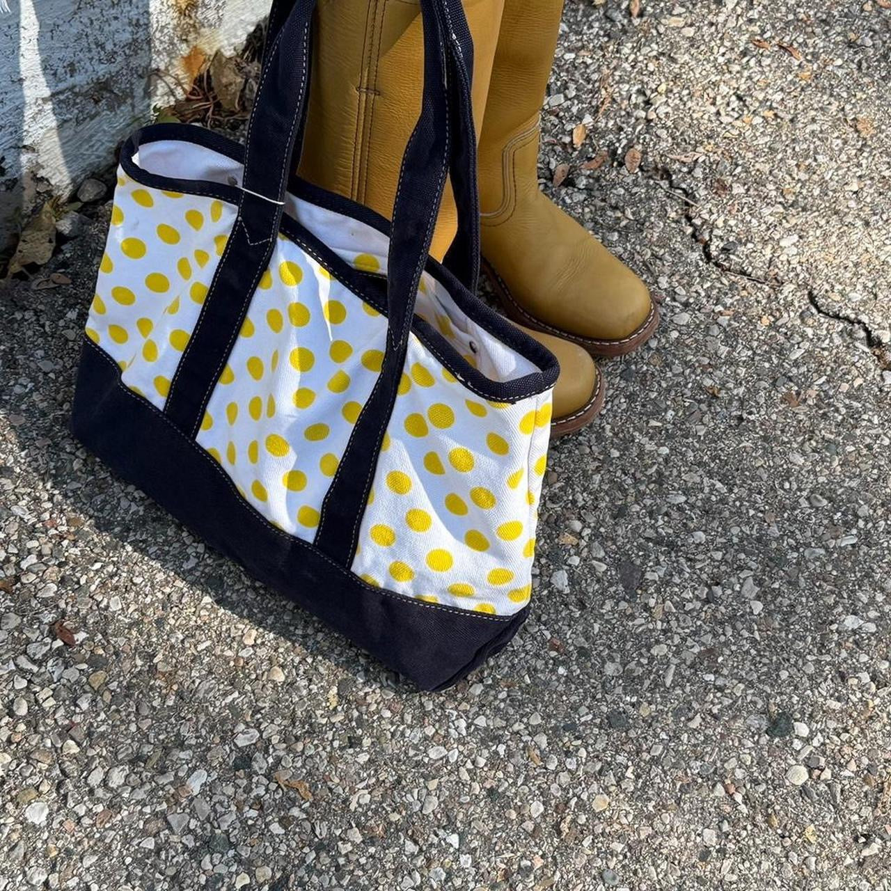Vintage 2000’s J Crew polka dot yellow tote bag