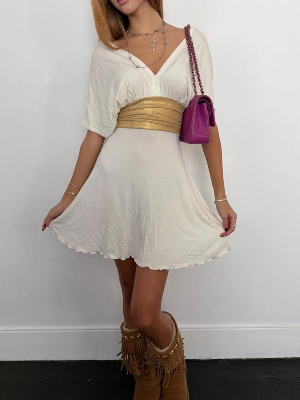 Vintage 00’s gold ribbon mini dress