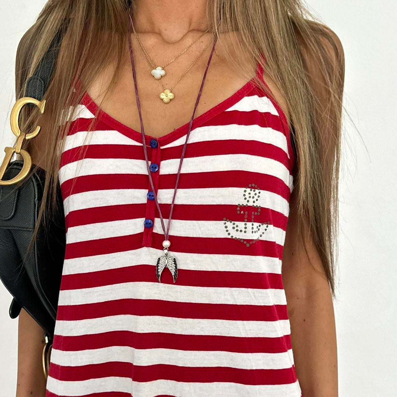 Vintage 00s red striped mini dress