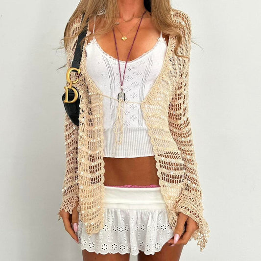 Vintage 2000s gold sequin layering long sleeve top