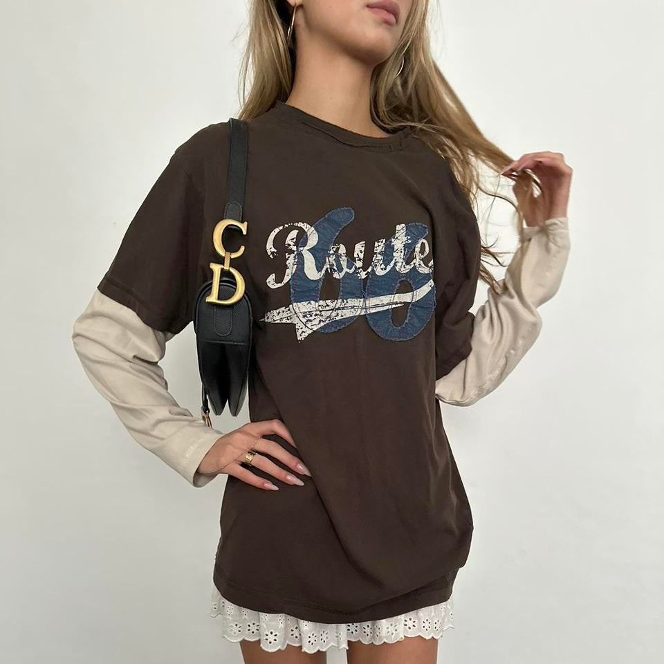 Vintage Route 66 graphic double layered long sleeve top