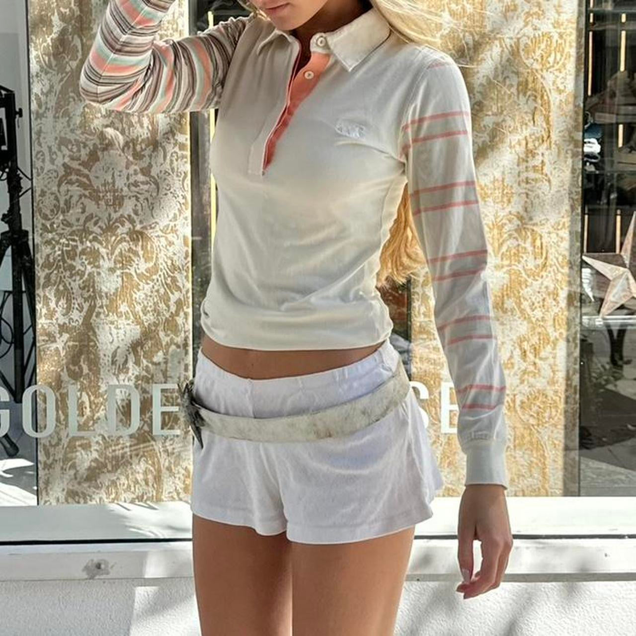 Vintage multi stripe polo sweater top