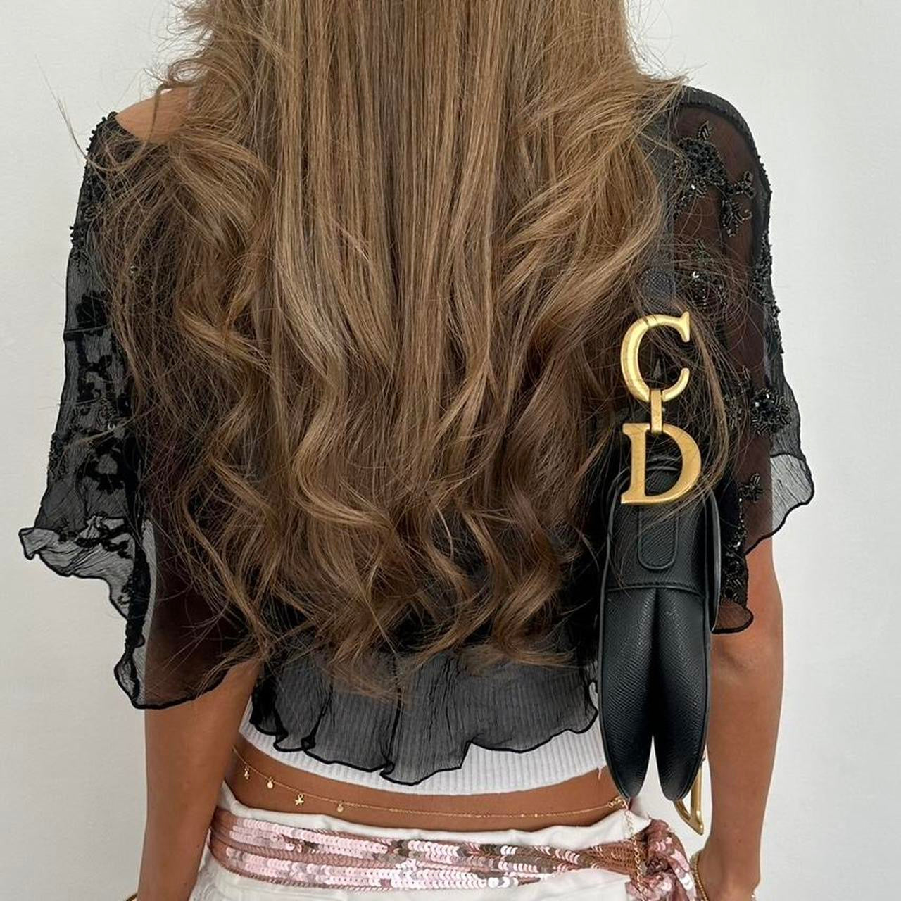 Vintage 00s black sequin tie up top