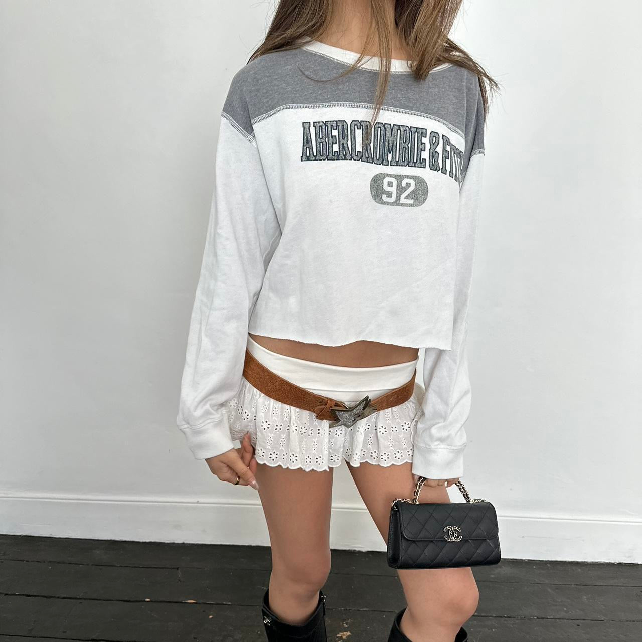 Vintage 90’s Abercrombie white & grey long sleeves top