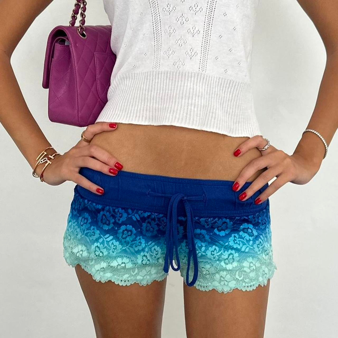 Vintage 00s blue lace ombré shorts
