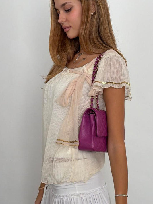 Vintage 00’s cream sheer blouse top