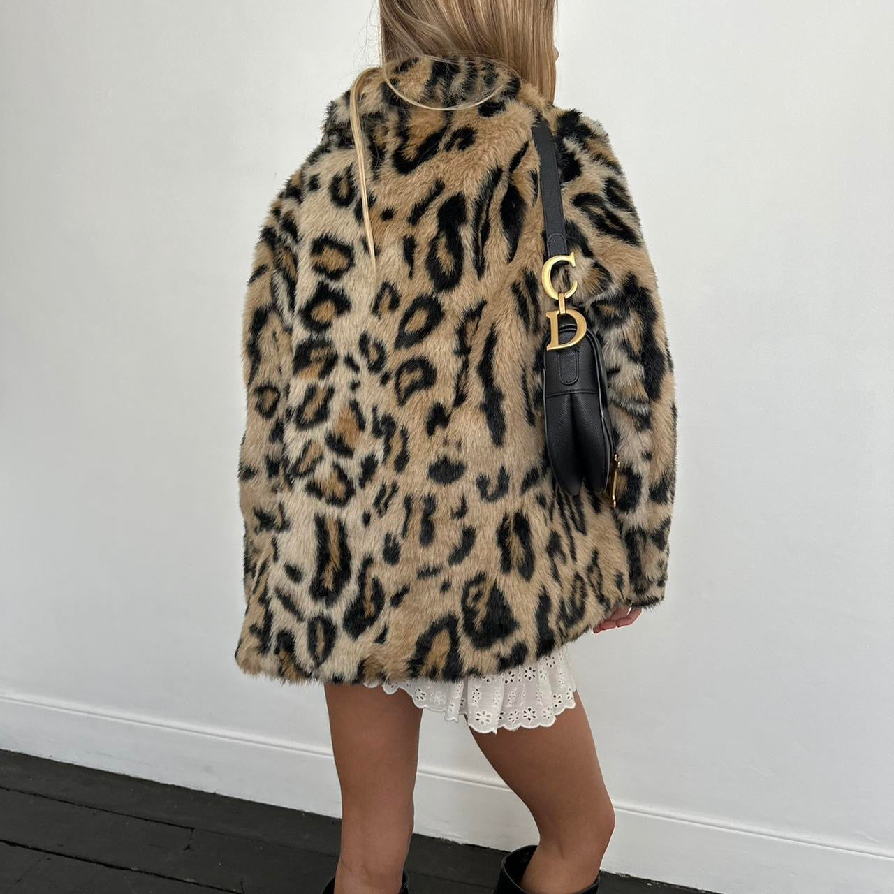 Vintage 2000’s animal print faux fur jacket