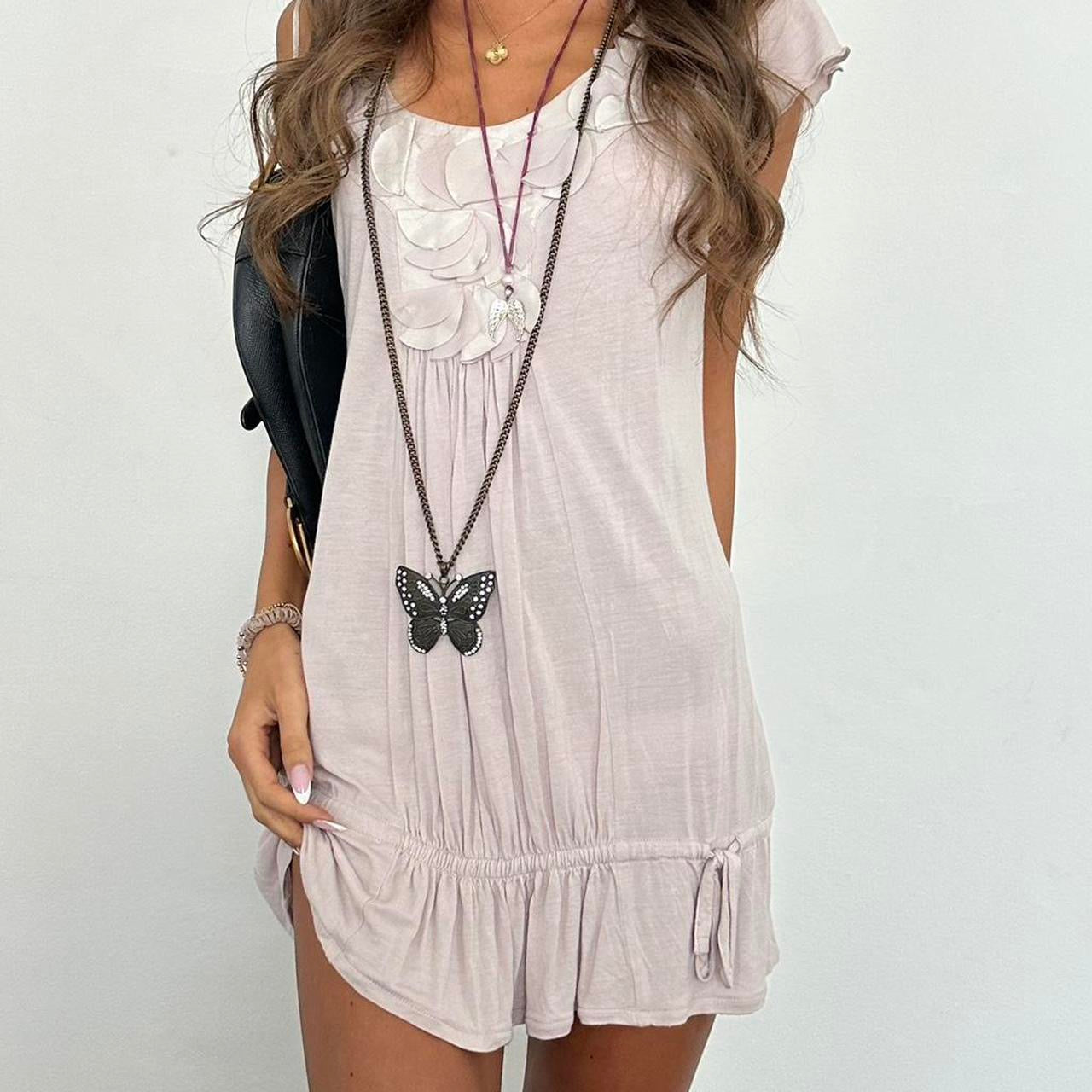 Vintage 00s embellished cream mini dress