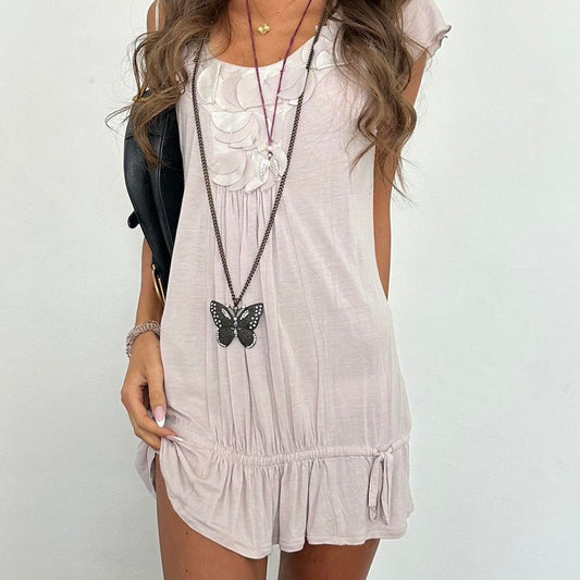 Vintage 00s embellished cream mini dress