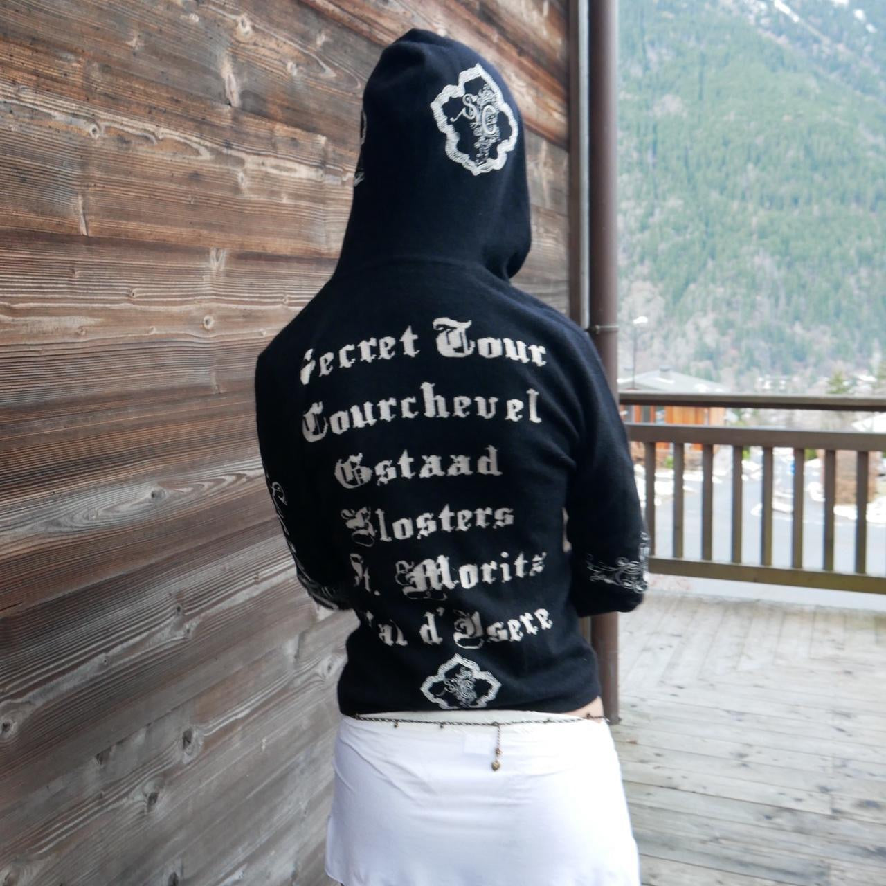 Vintage cashmere black Switzerland zip up knit hoodie