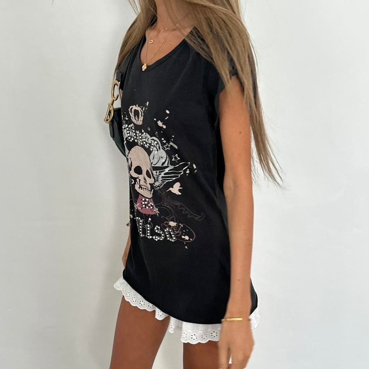 Vintage 2000s black skull top