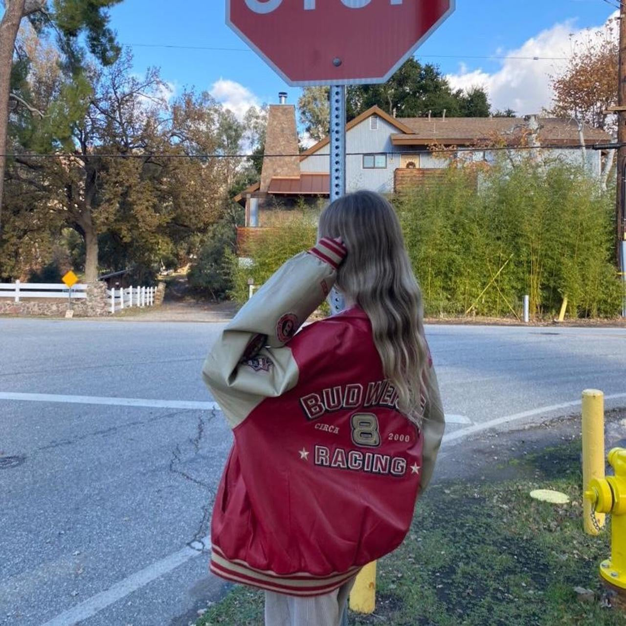 Vintage Budweiser Racing leather jacket 🤍