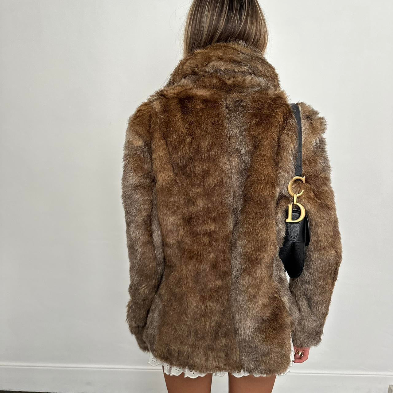 Vintage 2000’s dark brown faux fur jacket