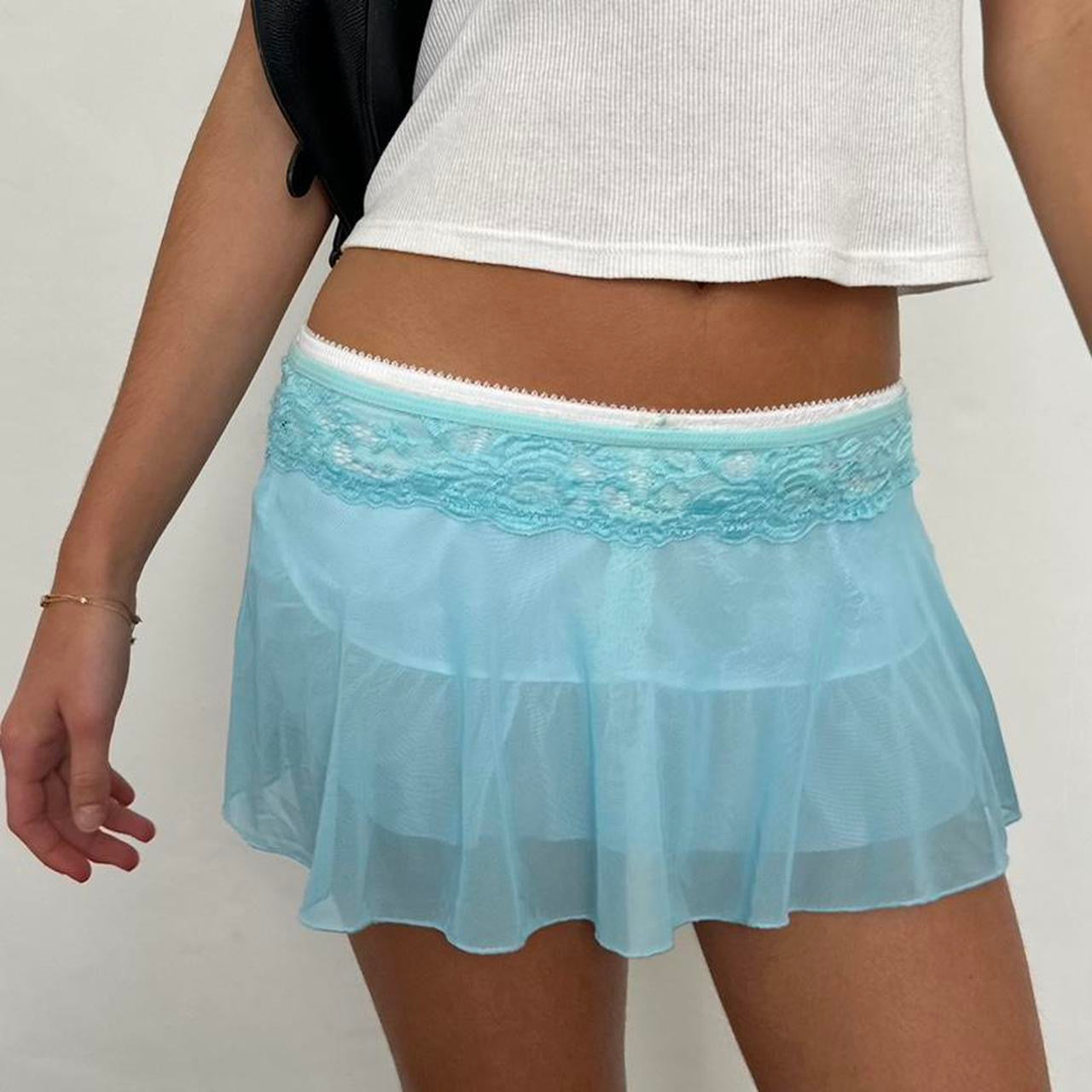 Vintage 90’s blue sheer beach mini skirt