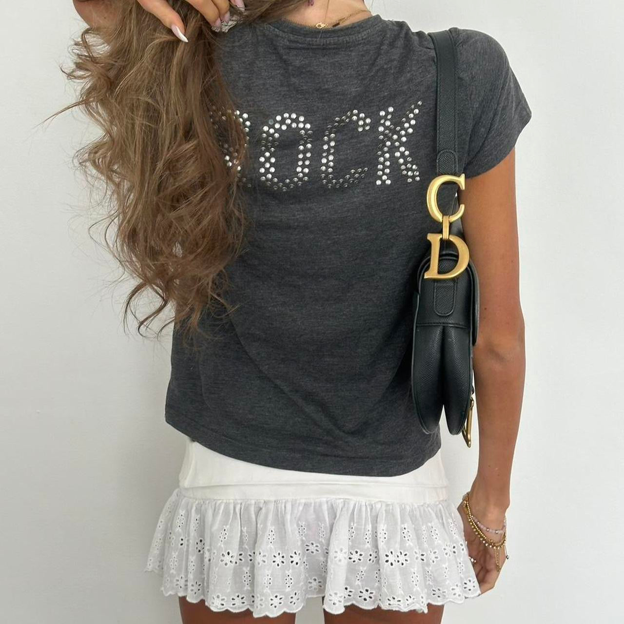 Vintage 00s studded skull and crossbones top