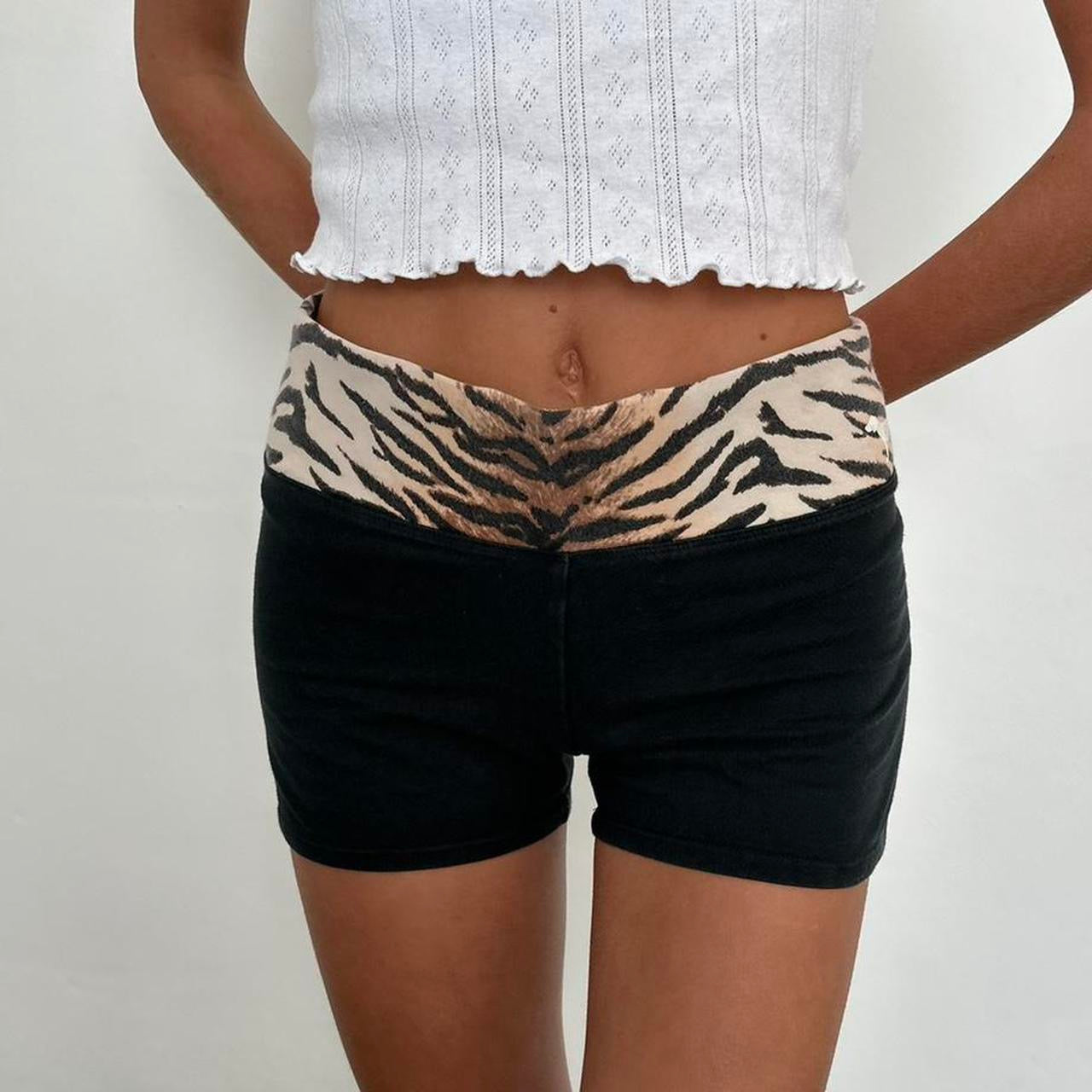 Vintage Victoria’s Secret black + animal print  shorts