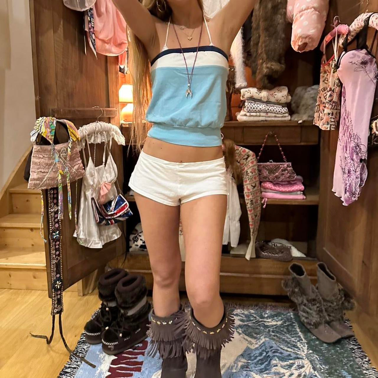 Vintage 90’s blue strapless tube top