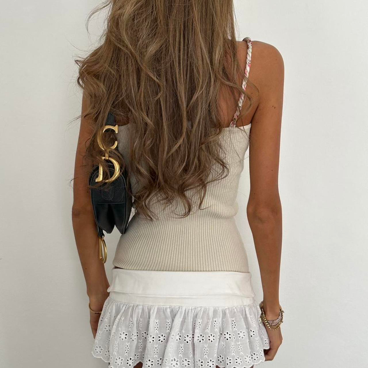 Vintage 2000s floral silk and ribbed cami top