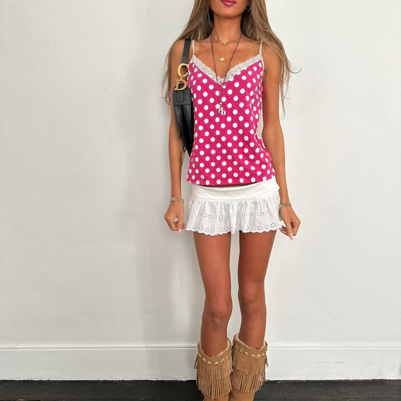 Vintage 2000’s pink polka dot top