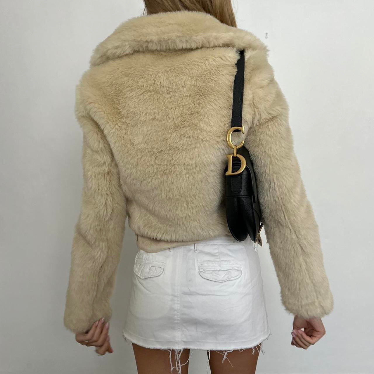 Vintage 2000’s cream & tan faux fur jacket