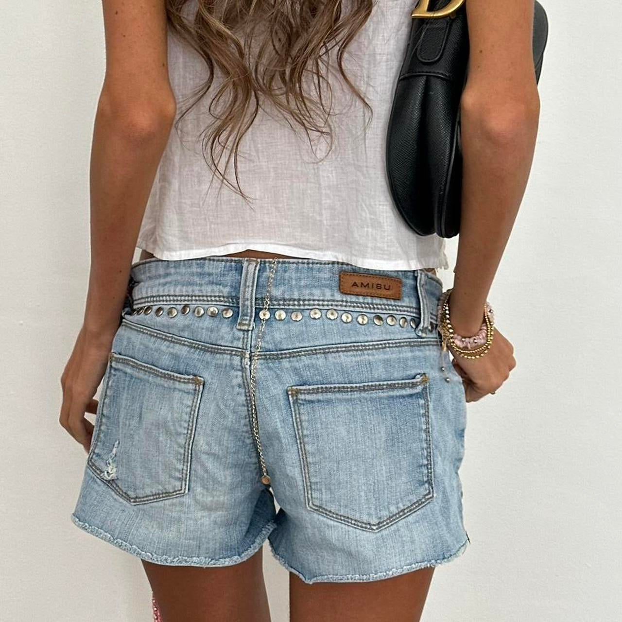 Vintage 2000’s studded blue denim shorts