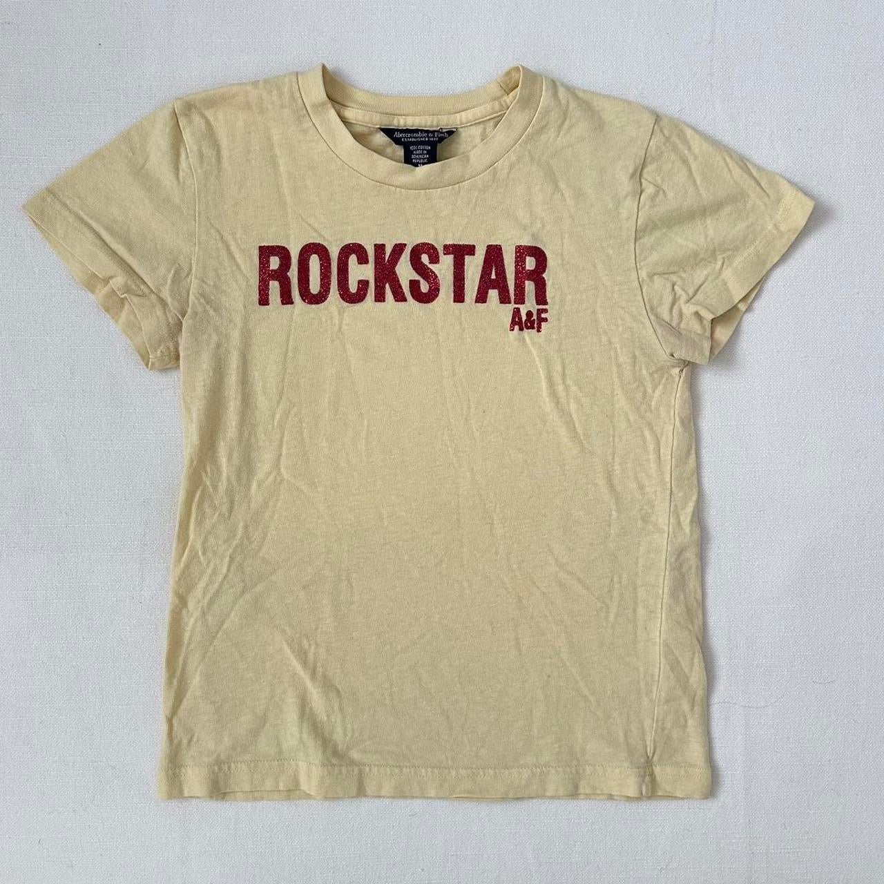 Vintage Abercrombie and Fitch rockstar yellow baby tee 🇺🇸