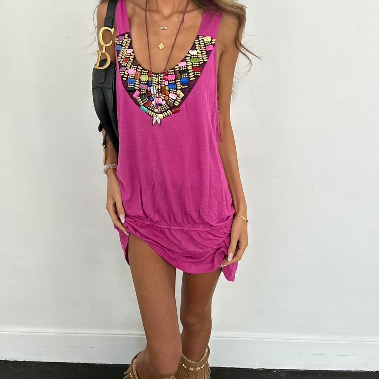 Vintage 00s pink embellished dress