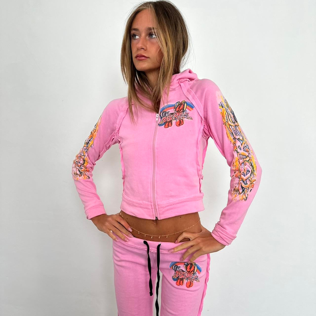 Vintage 2000s pink hoodie and sweatpants set