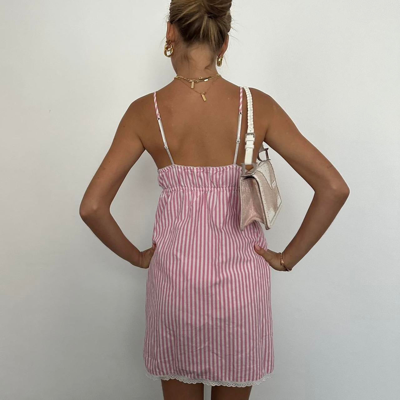 Vintage pink striped babydoll dress