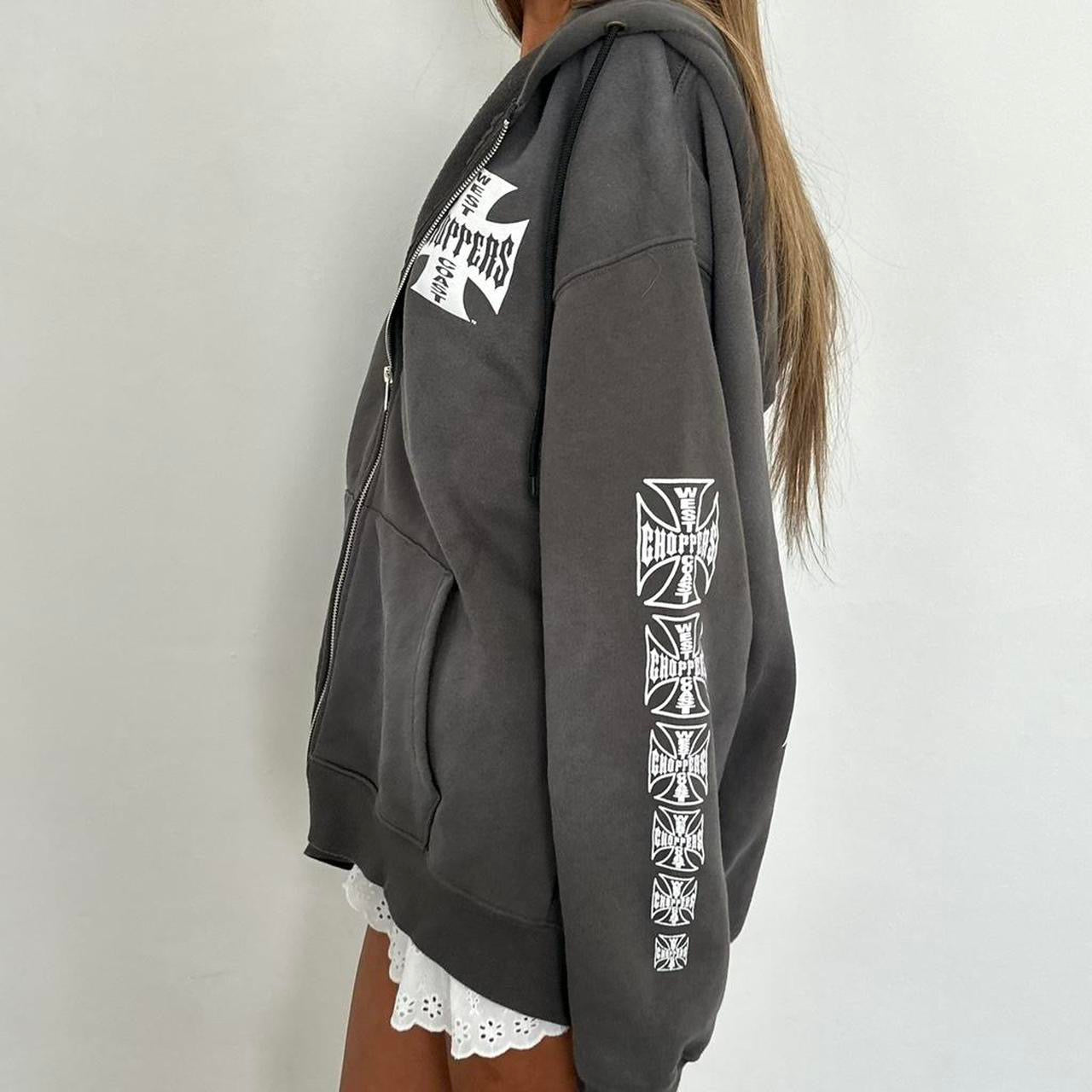 Vintage 2000’s West Coast Choppers grey zip up hoodie