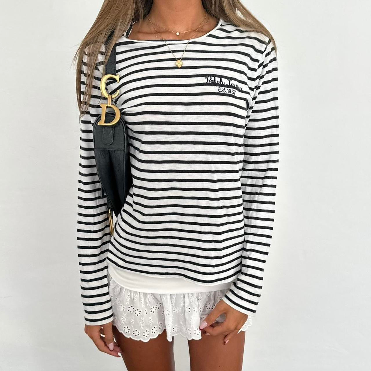 Vintage Ralph Lauren black striped long sleeve top